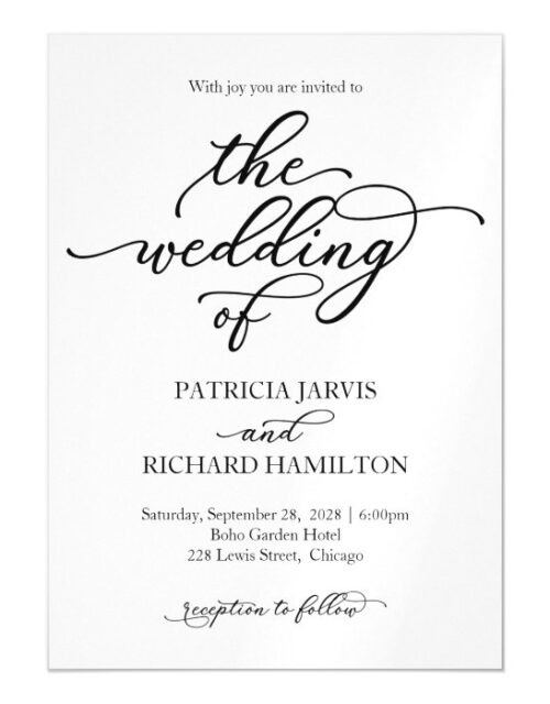 Elegant Calligraphy Wedding Invitation