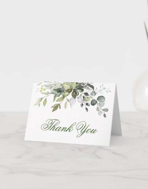Elegant Eucalyptus Greenery Watercolor Thank You Card