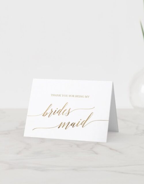 Elegant Gold Calligraphy Bridesmaid Thank You Card