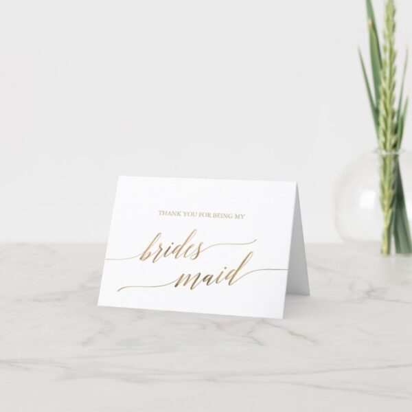 Elegant Gold Calligraphy Bridesmaid Thank You Card