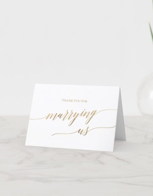 Elegant Gold Calligraphy Officiant Thank You Card