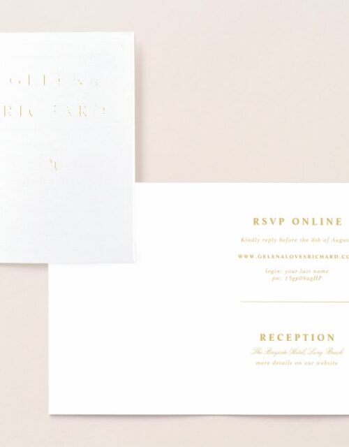 Elegant Gold Foil Folded Wedding Invitation