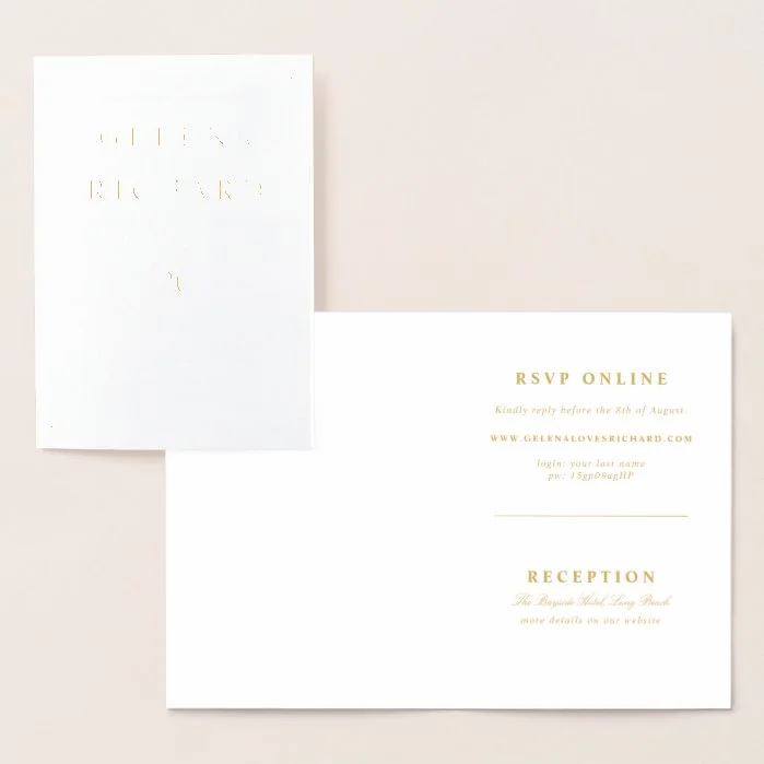 Elegant Gold Foil Folded Wedding Invitation