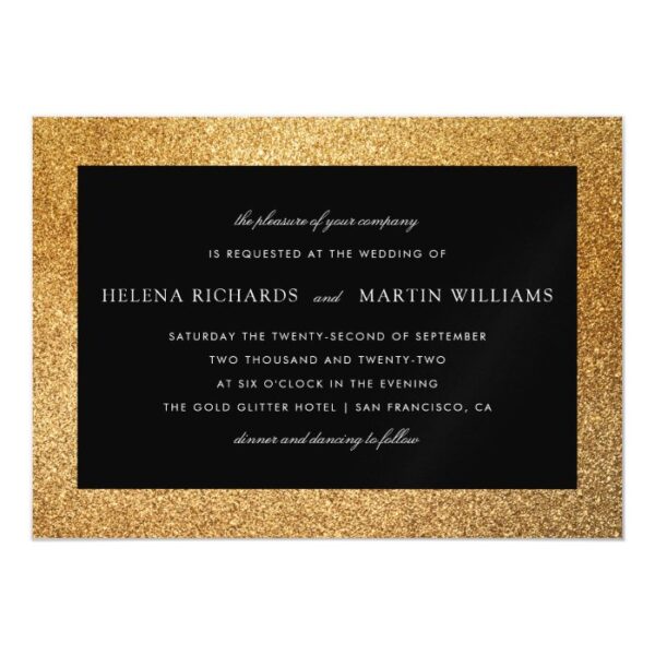 Elegant Gold Glitter | Modern Typography Wedding Magnetic Invitation