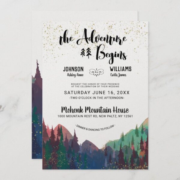 Elegant Gold Mountain Wedding Invitation