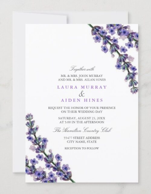 Elegant Lavender Wedding Invitation