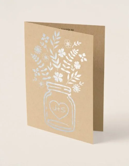 Elegant Mason Jar Foil Wedding Invitation