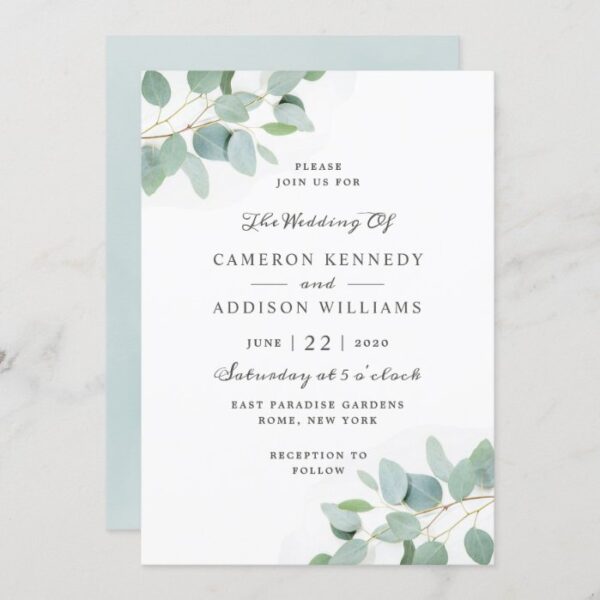 Elegant Modern Eucalyptus Wedding Invitation