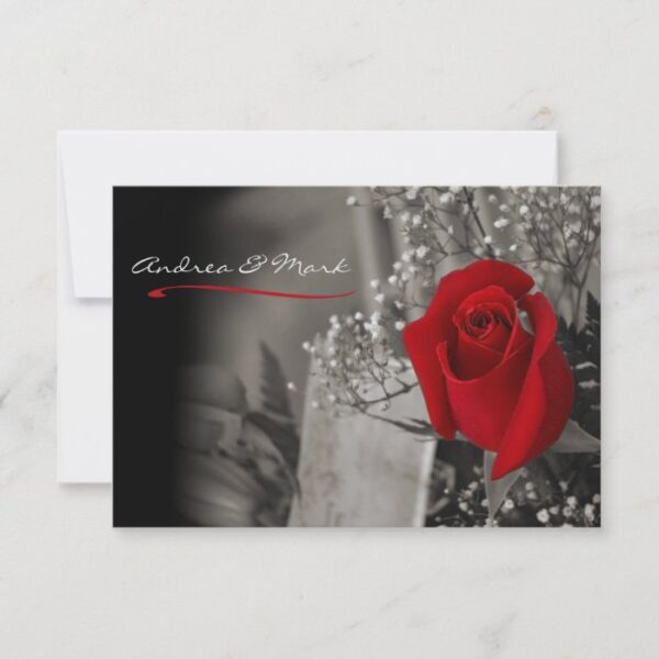 Elegant Red Rose Black and White Wedding Invitation