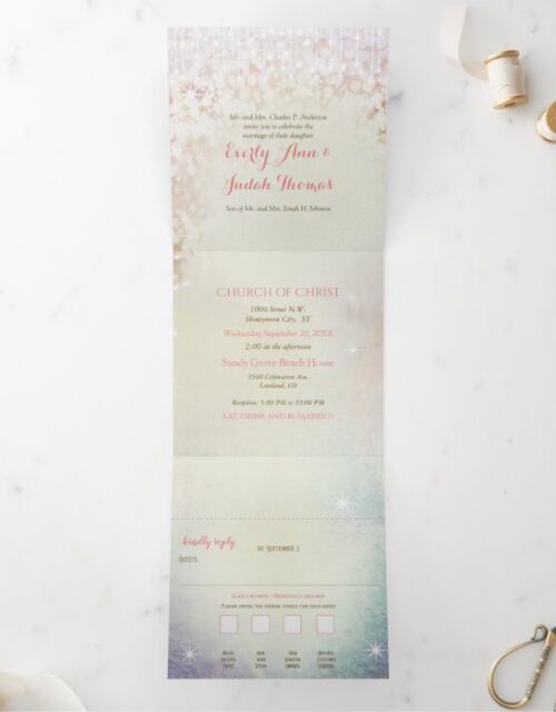 Elegant Tri-Fold Fairy Tale Wedding Includes RSVP