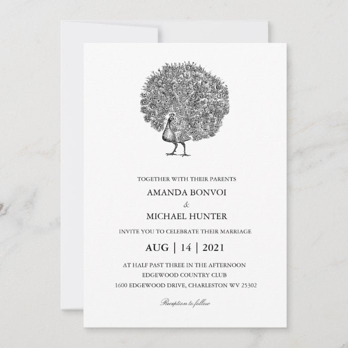 Elegant Vintage Peacock Invitation