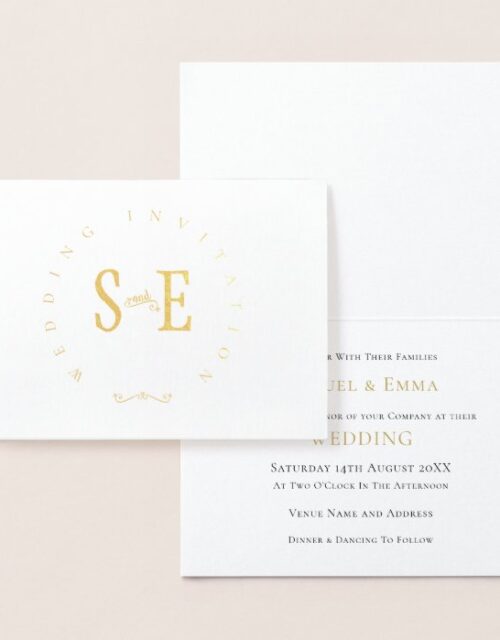 Elegant Wedding Invitation Typography Gold