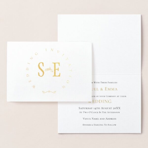 Elegant Wedding Invitation Typography Gold