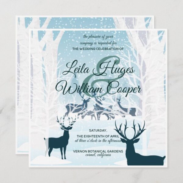 Elegant Winter Wedding turquoise light blue Invitation