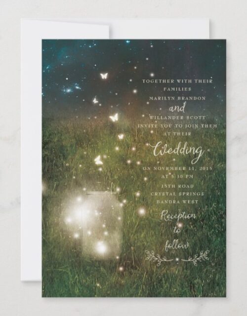 Enchanted Forest Mason Jar Rustic Wedding Card