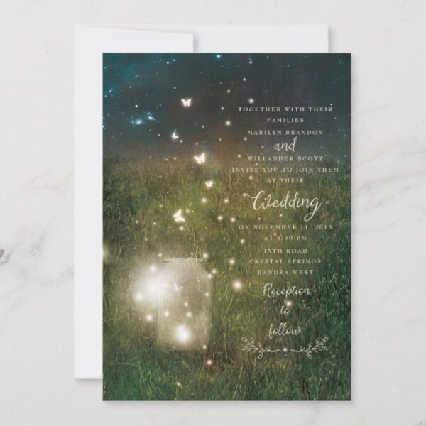 Enchanted Forest Mason Jar Rustic Wedding Card