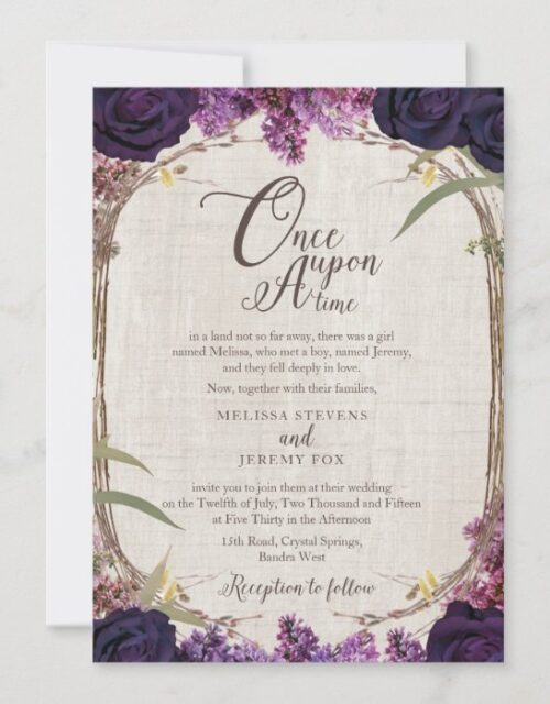 Enchanted Forest Purple Wedding Invitation Card