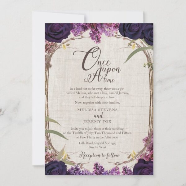 Enchanted Forest Purple Wedding Invitation Card