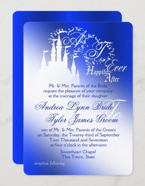 Enchanted Royal Blue Story Book Wedding Invitation