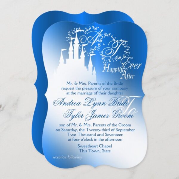 Enchanted Sapphire Blue Story Book Wedding Invitation