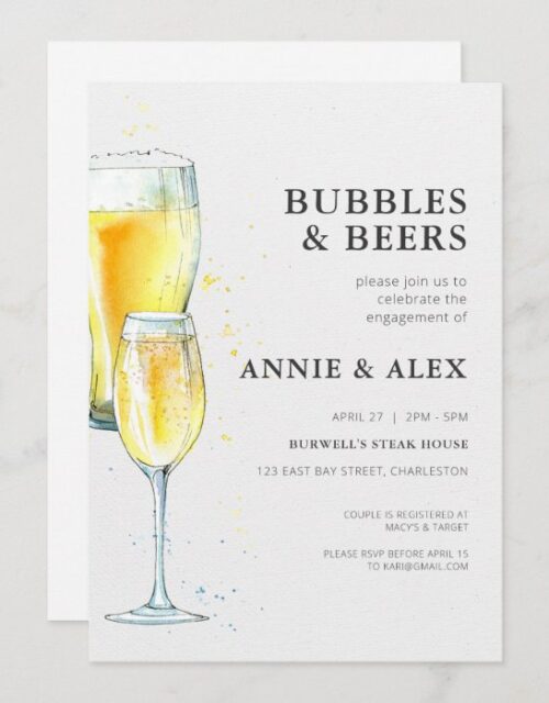 Engagement Party Invitation - Bubbles & Beers