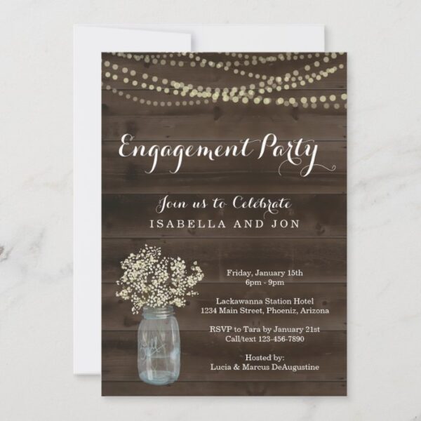 Engagement Party Invitation - Rustic Wood
