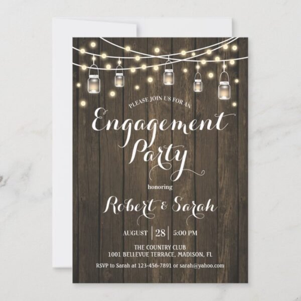 Engagement Party - Rustic Wood Invitation