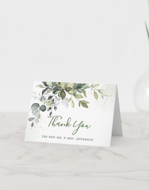 Eucalyptus Greenery Watercolor Wedding Thank You Card