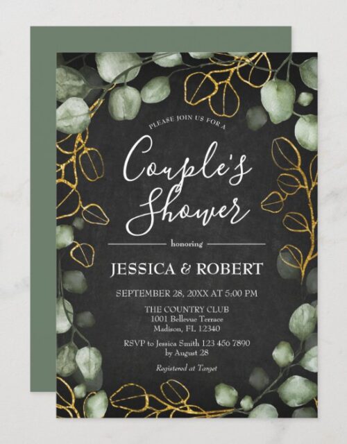 Eucalyptus Wreath Chalkboard Couples Shower Invitation