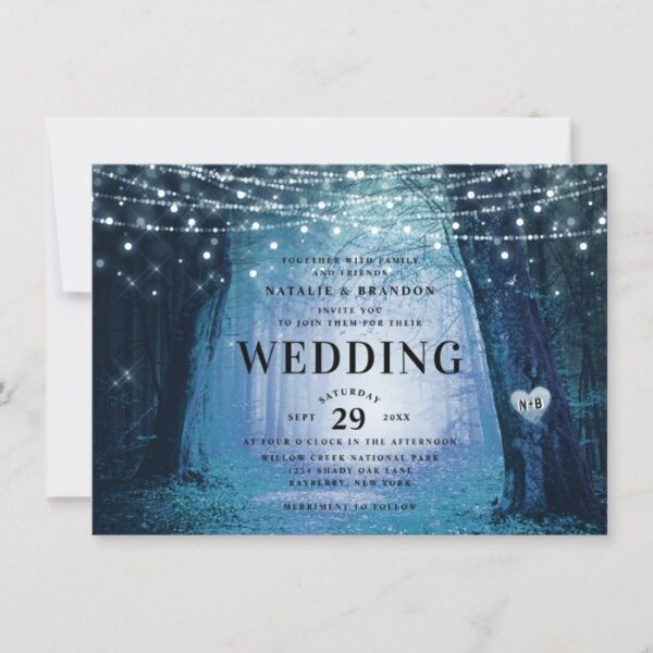 Evermore | Enchanted Fairy Forest | Blue Wedding Invitation