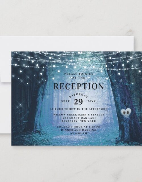 Evermore | Enchanted Forest Blue Wedding Reception Invitation