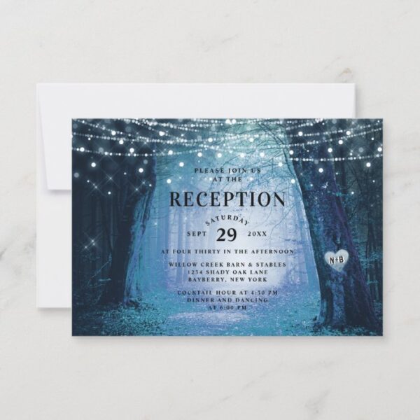 Evermore | Enchanted Forest Blue Wedding Reception Invitation
