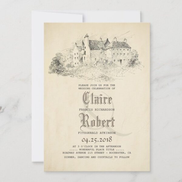 Fairytale - Story Book Old Castle Vintage Wedding Invitation