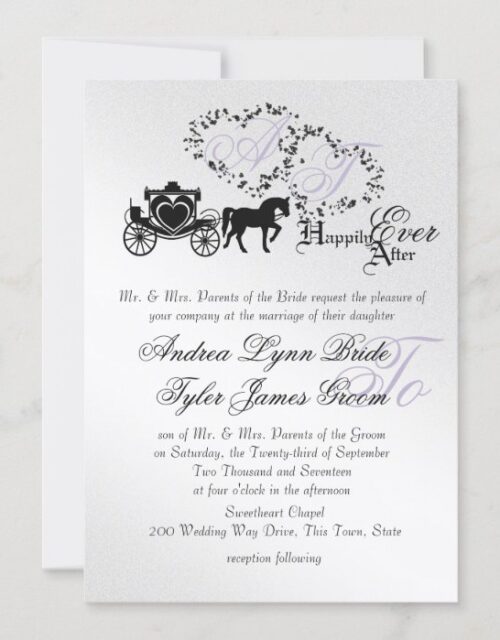 Fairytale Wedding Carriage Silver Invitation