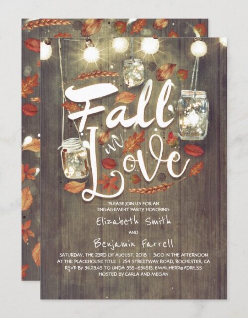 Fall in Love Rustic Engagement Party Invitation
