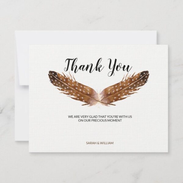 Feather Watercolor Thank You Card