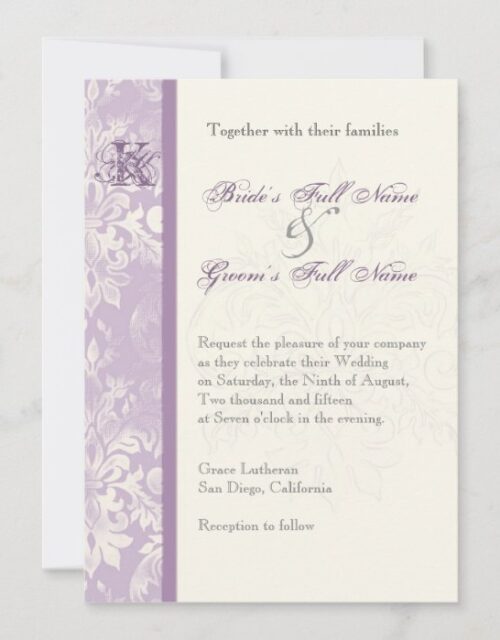 Fleur di Lys Damask - Lilac Wedding Invitation