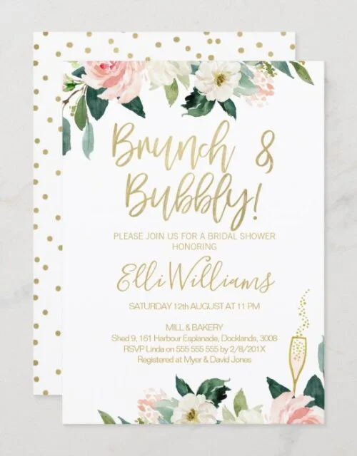 Floral Bridal & Bubbly Bridal Shower Invitation