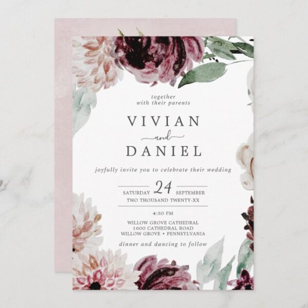 Floral Romance All In One Wedding Invitation