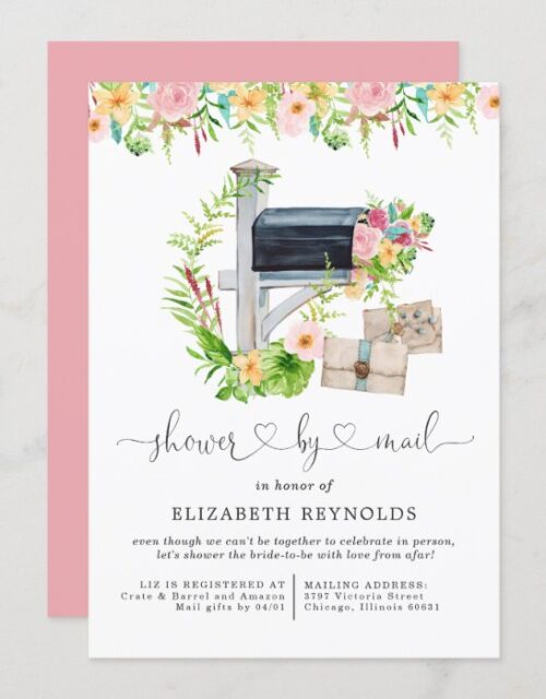 Floral Virtual Bridal Shower by Mail Invitation