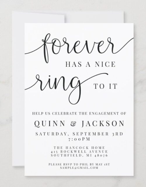 Forever Has A Nice Ring To It Engagement Invite