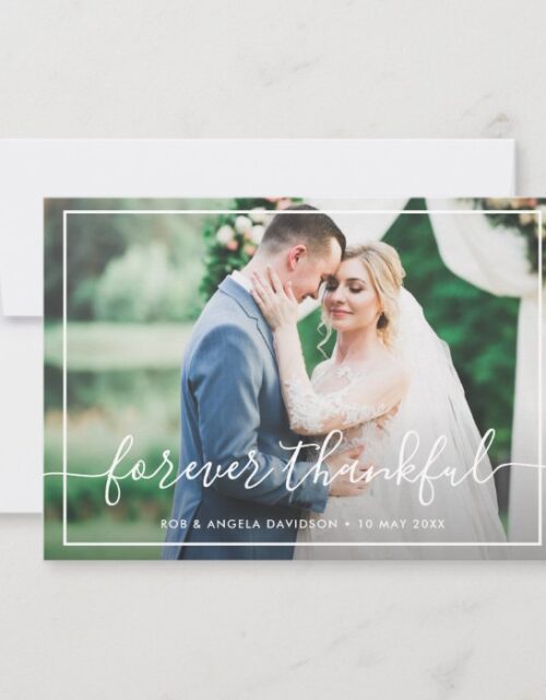 Forever thank you typography wedding card