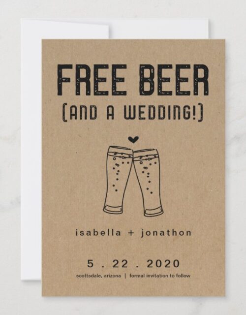 Free Beer Funny Save the Date Card