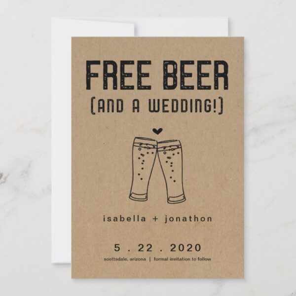 Free Beer Funny Save the Date Card