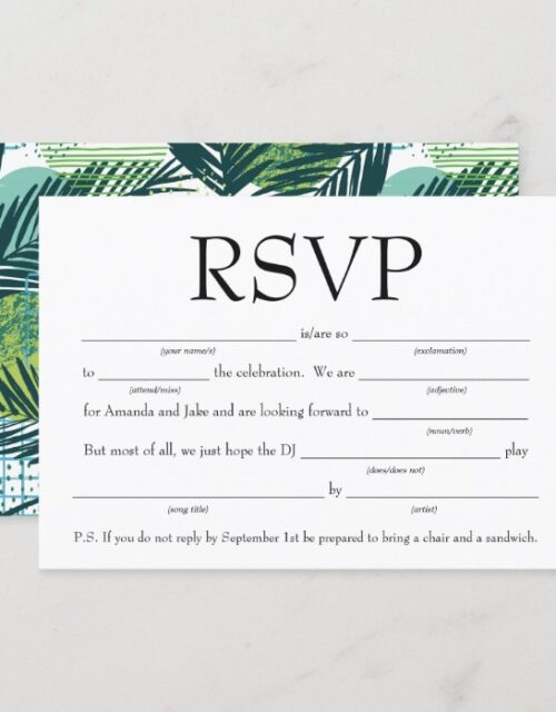 Fun Fill-in-the-Blank RSVP w/Song Request Invitation
