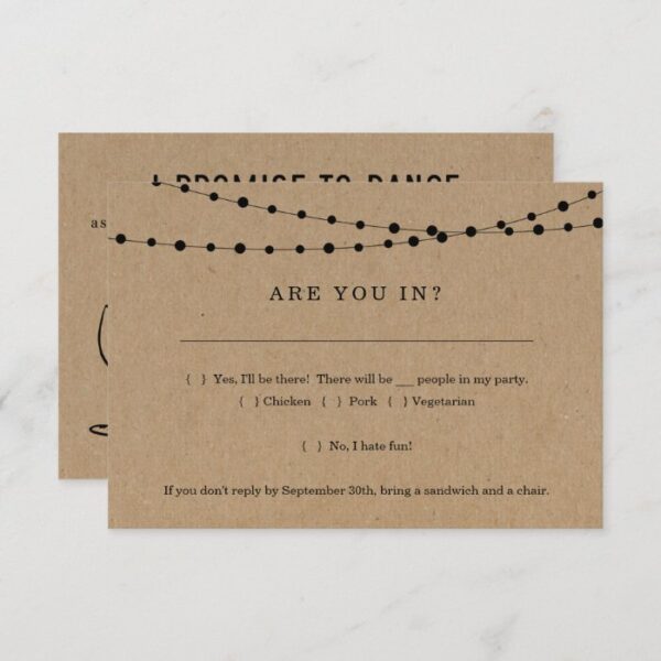Funny Invitation RSVP Card Insert w- Song Request