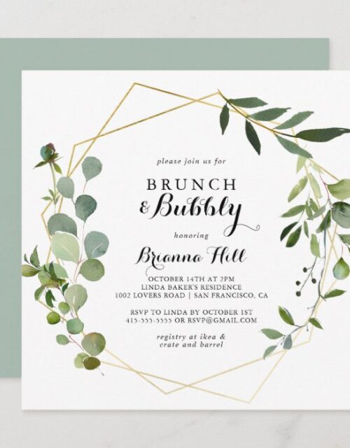 Geometric Tropical Brunch and Bubbly Bridal Shower Invitation