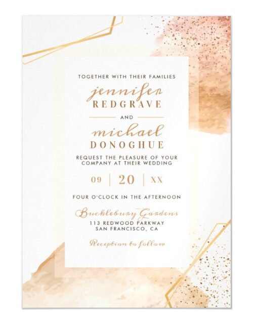 Glam Gold Painted Speckles Elegant Wedding Magnetic Invitation