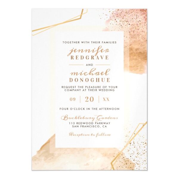 Glam Gold Painted Speckles Elegant Wedding Magnetic Invitation