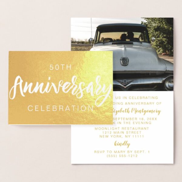 Gold Foil 50th Anniversary Party Invitations